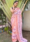 ATTRACTIVE GEORGETTE DIGITAL PRINTED READY TO WEAR SAREE WITH UNSTITCHED BLOUSE PEACH