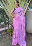 ATTRACTIVE GEORGETTE DIGITAL PRINTED READY TO WEAR SAREE WITH UNSTITCHED BLOUSE LAVENDER