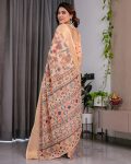 1ATTRACTIVE HANDLOOM LINEN DIGITAL FLORAL PRINTS, RICH ZARI WOVEN BORDER WORK SAREE WITH UNSTITCHED BLOUSE FESTIVAL WEAR WHOLESALE PRICE ETHNIC GARMENT (40)