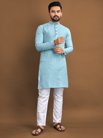ATTRACTIVE JACQUARD KURTA PAYJAMA SKY