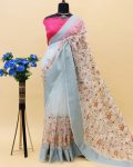 1ATTRACTIVE ORGANZA SILK THREAD AND ZARI-DORI WORK SAREE WITH UNSTITCHED BLOUSE PARTY WEAR WHOLESALE PRICE ETHNIC GARMENT (22)