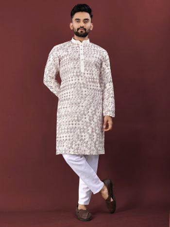 ATTRACTIVE SILK MULTI COLOUR THREAD EMBROIDERY WITH SEQUENCE WORK KURTA PAYJAMA MAROON