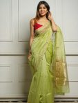 1ATTRACTIVE SOFT COTTON WEAVING JAQUARD BORDER SAREE WITH UNSTITCHED BLOUSE WEDDING WEAR WHOLESALE PRICE ETHNIC GARMENT (15)