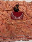 1ATTRACTIVE SPACE SILK SEQUENCE AND ZARI EMBROIDERY WORK SAREE WITH UNSTITCHED BLOUSE SEASONABLE WHOLESALE PRICE ETHNIC GARMENT (80)
