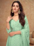 1BOLLYWOOD CHINON EMBROIDERY WORK TOP PALAZZO WITH DUPATTA CASUAL WEAR WHOLESALE PRICE ETHNIC GARMENT (38)