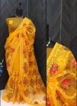 1DESIGNER BUTTERFLY NET THREAD AND AARI EMBROIDERY WORK WITH STONE WORK SAREE WITH UNSTITCHED BLOUSE FESTIVAL WEAR WHOLESALE PRICE ETHNIC GARMENT (42)