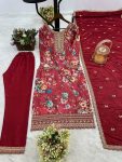 1DESIGNER CHINON SILK DIGITAL PRINT WITH EMBROIDERY SEQUENCE CODING WORK TOP BOTTOM WITH DUPATTA FESTIVE WEAR WHOLESALE PRICE ETHNIC GARMENT (24)