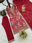 1DESIGNER CHINON SILK DIGITAL PRINT WITH EMBROIDERY SEQUENCE CODING WORK TOP BOTTOM WITH DUPATTA FESTIVE WEAR WHOLESALE PRICE ETHNIC GARMENT (24)