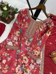 1DESIGNER CHINON SILK DIGITAL PRINT WITH EMBROIDERY SEQUENCE CODING WORK TOP BOTTOM WITH DUPATTA FESTIVE WEAR WHOLESALE PRICE ETHNIC GARMENT (24)