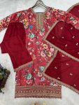 1DESIGNER CHINON SILK DIGITAL PRINT WITH EMBROIDERY SEQUENCE CODING WORK TOP BOTTOM WITH DUPATTA FESTIVE WEAR WHOLESALE PRICE ETHNIC GARMENT (24)