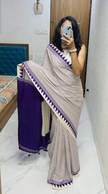 DESIGNER GAJI SOFT  SILK BANDHEJ WORK SAREE WITH UNSTITCHED BLOUSE PURPLE