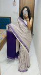 DESIGNER GAJI SOFT  SILK BANDHEJ WORK SAREE WITH UNSTITCHED BLOUSE PURPLE