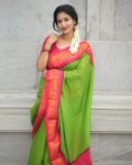 DESIGNER LICHI SILK JACQUARD WORK SAREE WITH UNSTITCHED BLOUSE GREEN