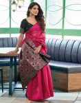 1DESIGNER LICHI SILK ORGANIC BANARASI SAREE WITH UNSTITCHED BLOUSE FESTIVAL WEAR WHOLESALE PRICE ETHNIC GARMENT (27)