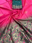 1DESIGNER LICHI SILK ORGANIC BANARASI SAREE WITH UNSTITCHED BLOUSE FESTIVAL WEAR WHOLESALE PRICE ETHNIC GARMENT (27)