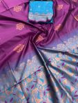 1DESIGNER LICHI SILK ORGANIC BANARASI SAREE WITH UNSTITCHED BLOUSE FESTIVAL WEAR WHOLESALE PRICE ETHNIC GARMENT (43)