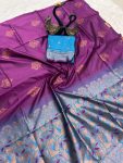 1DESIGNER LICHI SILK ORGANIC BANARASI SAREE WITH UNSTITCHED BLOUSE FESTIVAL WEAR WHOLESALE PRICE ETHNIC GARMENT (43)