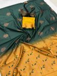 1DESIGNER LICHI SILK ORGANIC BANARASI SAREE WITH UNSTITCHED BLOUSE FESTIVAL WEAR WHOLESALE PRICE ETHNIC GARMENT (50)