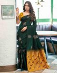 1DESIGNER LICHI SILK ORGANIC BANARASI SAREE WITH UNSTITCHED BLOUSE FESTIVAL WEAR WHOLESALE PRICE ETHNIC GARMENT (50)