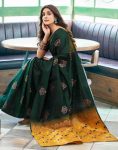 1DESIGNER LICHI SILK ORGANIC BANARASI SAREE WITH UNSTITCHED BLOUSE FESTIVAL WEAR WHOLESALE PRICE ETHNIC GARMENT (50)