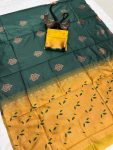 1DESIGNER LICHI SILK ORGANIC BANARASI SAREE WITH UNSTITCHED BLOUSE FESTIVAL WEAR WHOLESALE PRICE ETHNIC GARMENT (50)