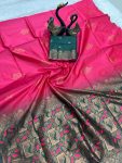 1DESIGNER LICHI SILK ORGANIC BANARASI SAREE WITH UNSTITCHED BLOUSE FESTIVAL WEAR WHOLESALE PRICE ETHNIC GARMENT (27)