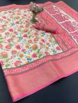 DESIGNER SOFT DOLA COTTON  JACQUARD KANJIVARAM SAREE WITH UNSTITCHED BLOUSE MULTI
