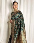 1DESIGNER SOFT LICHI SILK JACQUARD WORK SAREE WITH UNSTITCHED BLOUSE WEDDING WEAR WHOLESALE PRICE ETHNIC GARMENT (9)