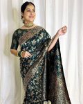 1DESIGNER SOFT LICHI SILK JACQUARD WORK SAREE WITH UNSTITCHED BLOUSE WEDDING WEAR WHOLESALE PRICE ETHNIC GARMENT (9)