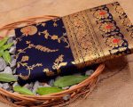 1DESIGNER SOFT LICHI SILK JACQUARD WORK WITH ORIGINAL GOLD ZARI SAREE WITH UNSTITCHED BLOUSE FESTIVAL WEAR WHOLESALE PRICE ETHNIC GARMENT (27)