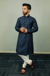 1DESIGNER SOFT SILK SILVER AND MATE SEQUENCE WITH EMBROIDERY WORK KURTA PAYJAMA FESTIVAL WEAR WHOLESALE PRICE ETHNIC GARMENT (3)