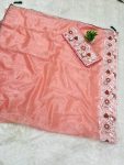 1DESIGNER TWILL NET MULTI WORK SAREE WITH UNSTITCHED BLOUSE WEDDING WEAR WHOLESALE PRICE ETHNIC GARMENT (2)