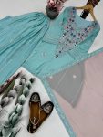 1FANCY CREPE EMBROIDERY SEQUENCE WORK WITH REAL MIRROR HAND WORK TOP PALAZZO WITH DUPATTA PARTY WEAR WHOLESALE PRICE ETHNIC GARMENT (12)