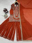 1FANCY GEORGETTE THREAD WITH SEQUENCE WORK TOP SHARARA WITH DUPATTA WEDDING WEAR WHOLESALE PRICE ETHNIC GARMENT (3)