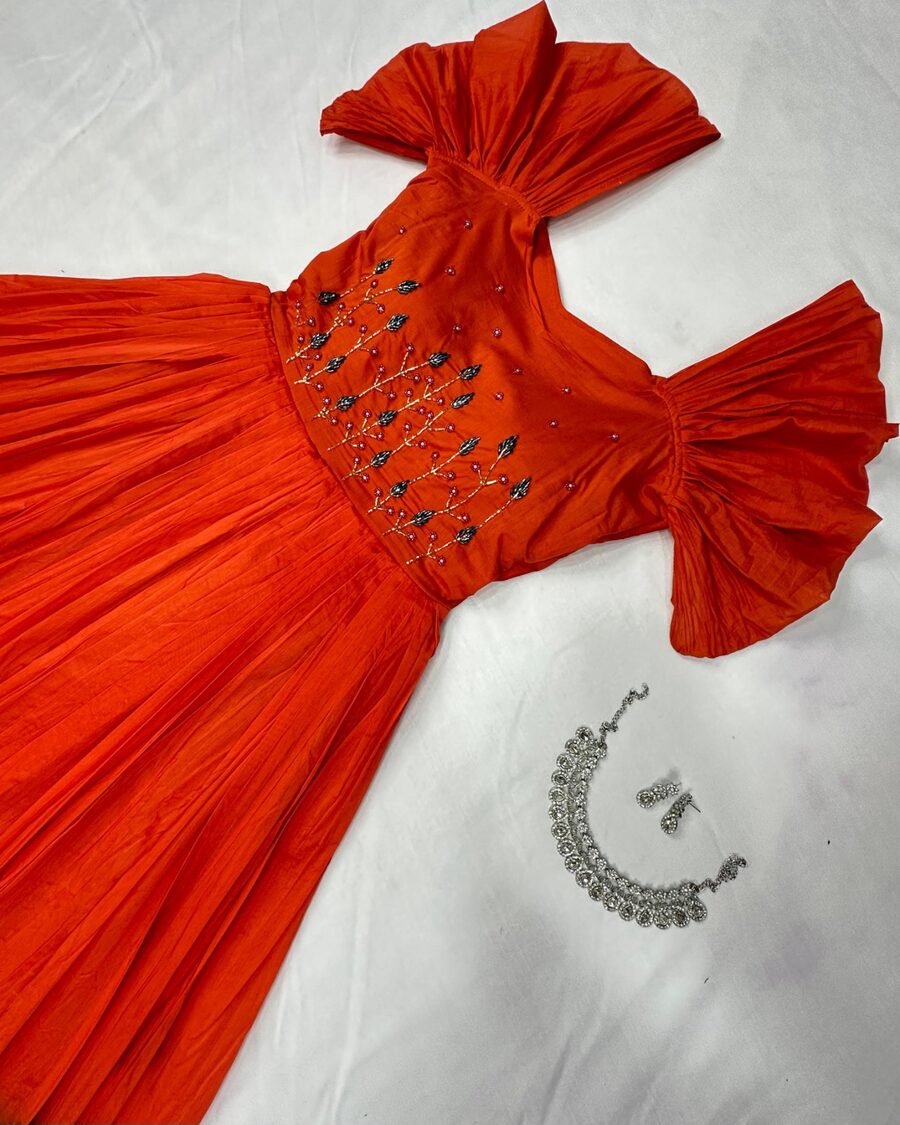 1FANCY MUL COTTON HAND WORK GOWN FESTIVE WEAR WHOLESALE PRICE ETHNIC GARMENT (20)