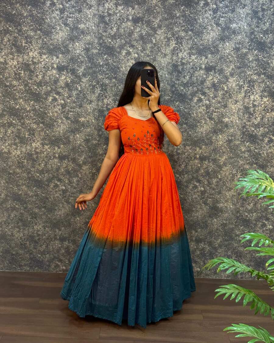 1FANCY MUL COTTON HAND WORK GOWN FESTIVE WEAR WHOLESALE PRICE ETHNIC GARMENT (22)