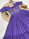 1FANCY MUL MUL COTTON EMBROIDERY THREAD WORK ONE PIECE PARTY WEAR WHOLESALE PRICE ETHNIC GARMENT (15)
