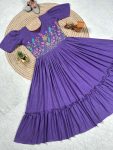 1FANCY MUL MUL COTTON EMBROIDERY THREAD WORK ONE PIECE PARTY WEAR WHOLESALE PRICE ETHNIC GARMENT (15)