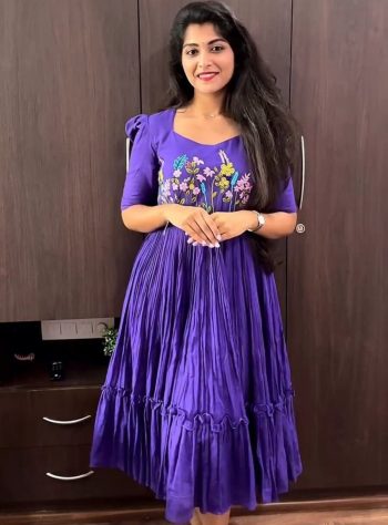FANCY MUL MUL COTTON EMBROIDERY THREAD WORK ONE PIECE LAVENDER