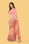 1FASHIONABLE ORGANZA SILK THREAD AND ZARI-DORI WORK WITH STONE WORK SAREE WITH UNSTITCHED BLOUSE WEDDING WEAR WHOLESALE PRICE ETHNIC GARMENT (30)
