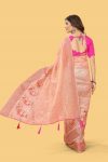 1FASHIONABLE ORGANZA SILK THREAD AND ZARI-DORI WORK WITH STONE WORK SAREE WITH UNSTITCHED BLOUSE WEDDING WEAR WHOLESALE PRICE ETHNIC GARMENT (30)