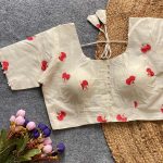 LATEST KHADI COTTON THREAD SEQUENCE WORK STITCHED BLOUSE OFF WHITE