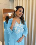 1LATEST RAYON COTTON EMBRODERY WORK KURTI WITH BOTTOM CASUAL WEAR WHOLESALE PRICE ETHNIC GARMENT (37)