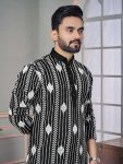 1LATEST ROYAL LINEN EMROIDERY WITH SEQUENCE WORK KURTA PAYJAMA FESTIVAL WEAR WHOLESALE PRICE ETHNIC GARMENT (22)