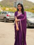 LATEST VISCOSE CHINON WEAVING PATTERN WORK SAREE WITH UNSTITCHED BLOUSE VIOLET