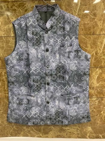 MODERN RAYON DIGITAL PRINT WORK ONLY JACKET GREY
