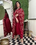 1NEW ARRIVAL CHANDERI SEQUENCE EMBROIDERY WORK TOP BOTTOM WITH DUPATTA FESTIVE WEAR WHOLESALE PRICE ETHNIC GARMENT (8)