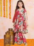 1NEW ARRIVAL RAYON DIGITAL FLOWER PRINT WORK KID’S TOP SHARARA WITH DUPATTA FESTIVE WEAR WHOLESALE PRICE ETHNIC GARMENT (9)