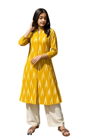 NEW ARRIVAL SOUTH COTTON DIGITAL PRINTED TOP PENT SET YELLOW