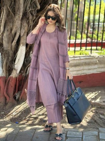 NEW ARRIVAL VISCOSE VERTICAN PLAIN TOP BOTTOM WITH DUPATTA LAVENDER
